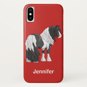 Black Pinto Piebald Gypsy Vanner Draught Horse Case-Mate iPhone Case