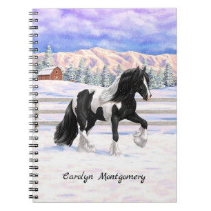 Black Pinto Piebald Gypsy Vanner Draught Horse Notebook