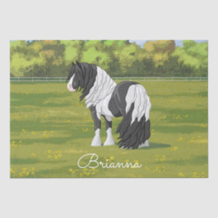 Black Pinto Piebald Gypsy Vanner Draught Horse Tissue Paper