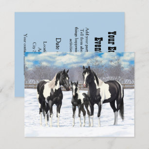 Black Pinto Quarter Horse Paint Horses In Snow Invitation