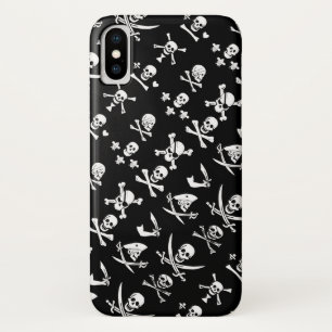 BLACK PIRATE BANNERS SKULL,CROSSED BONES,SWORDS iPhone X CASE