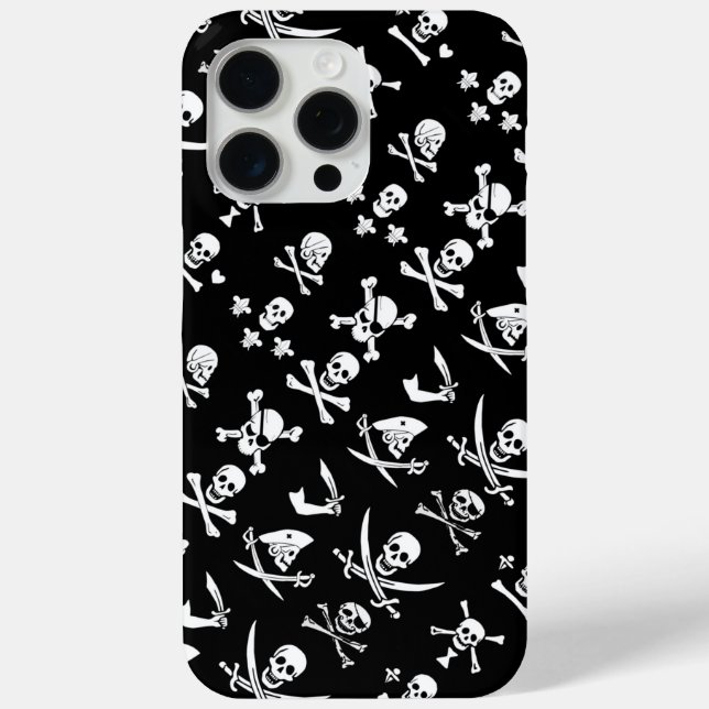 BLACK PIRATE BANNERS SKULL,CROSSED BONES,SWORDS Case-Mate iPhone CASE (Back)