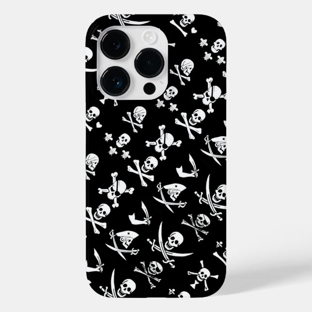 BLACK PIRATE BANNERS SKULL,CROSSED BONES,SWORDS Case-Mate iPhone CASE (Back)