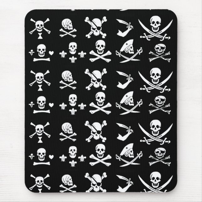 BLACK PIRATE BANNERS SKULL,CROSSED BONES,SWORDS MOUSE PAD (Front)