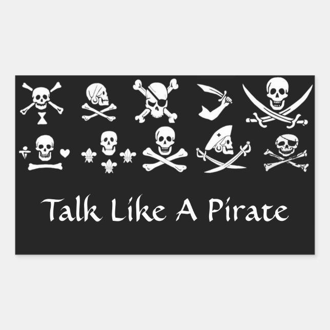 BLACK PIRATE BANNERS SKULL,CROSSED BONES,SWORDS STICKER (Front)