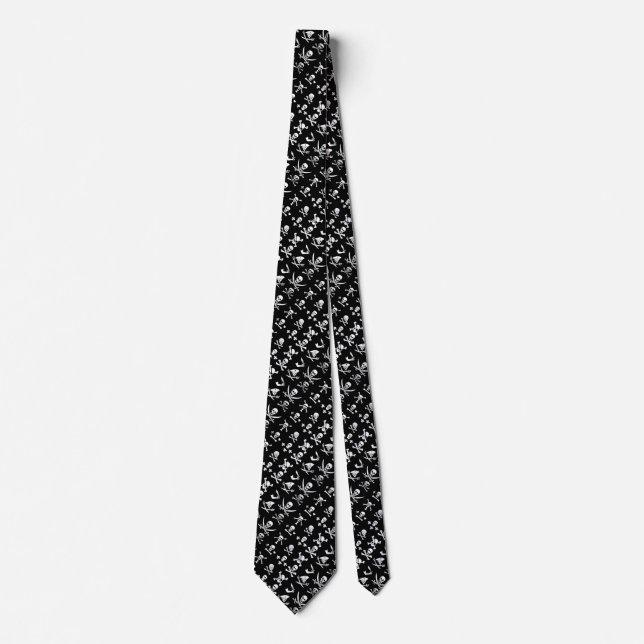 BLACK PIRATE BANNERS SKULL,CROSSED BONES,SWORDS TIE (Front)
