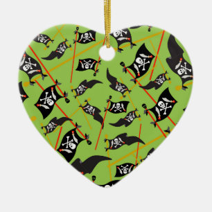 Black Pirate Flag Skulls White Bones Raiding Ceramic Ornament