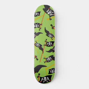 Black Pirate Flag Skulls White Bones Raiding Skateboard