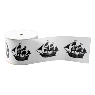 Black Pirate Ship Skull Crossbones DIY Colors Grosgrain Ribbon