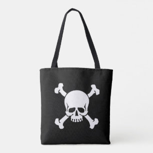 Black, Pirate, Skull and Crossbones, Flag Tote Bag