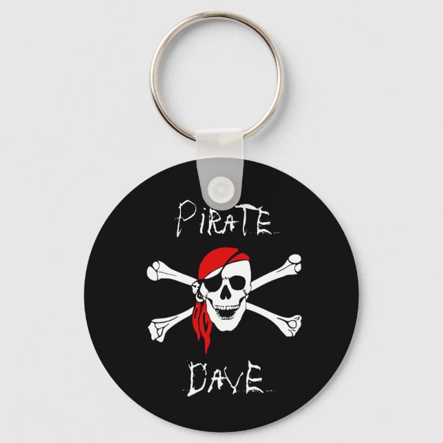 Black Pirate Skull Crossbones Key Chain Gift (Front)