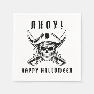 Black Pirate Skull Halloween Party  Napkin