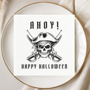 Black Pirate Skull Halloween Party  Napkin