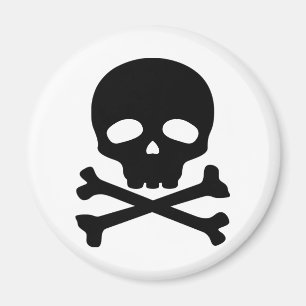 Black Pirate Skull on White Background Magnet