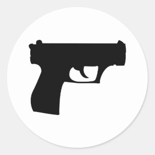 black pistol - gun classic round sticker