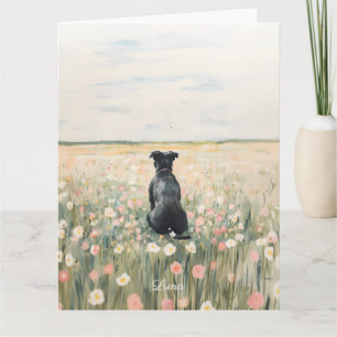 Black Pit Bull Sympathy Card, Wildflower Card