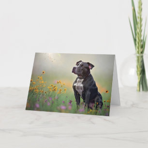 Black Pitbull Birthday Card
