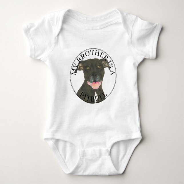 Black Pitbull Dog Baby Bodysuit (Front)