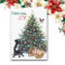 Black Pitbull Dog, Bullfinch and Holiday Tree Card