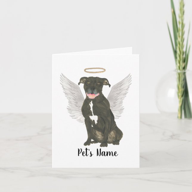 Black Pitbull Staffy Sympathy Memorial Card (Front)