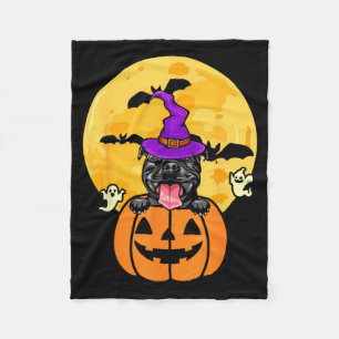 Black Pitbull Witch Dog Lover Halloween Costume Fleece Blanket