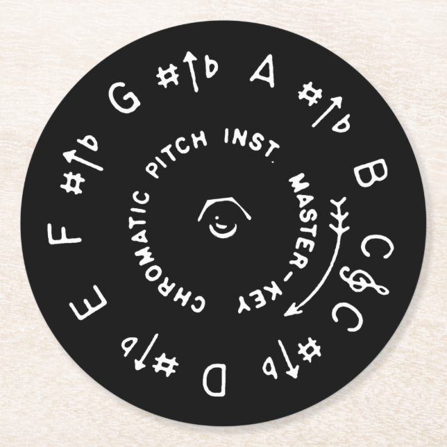 Black Pitch Pipe Round Paper Coaster (Front)