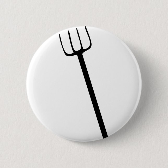 black pitchfork 2 inch round button (Front)