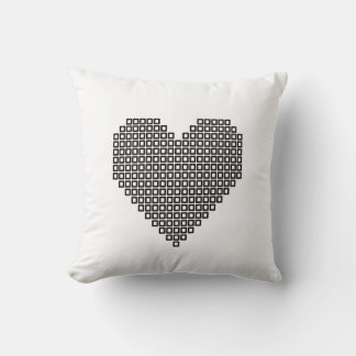 Black pixel heart throw pillow
