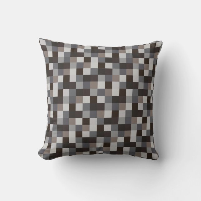 Black Pixels | Pixelated Pattern | Gamer Throw Pillow (Front)