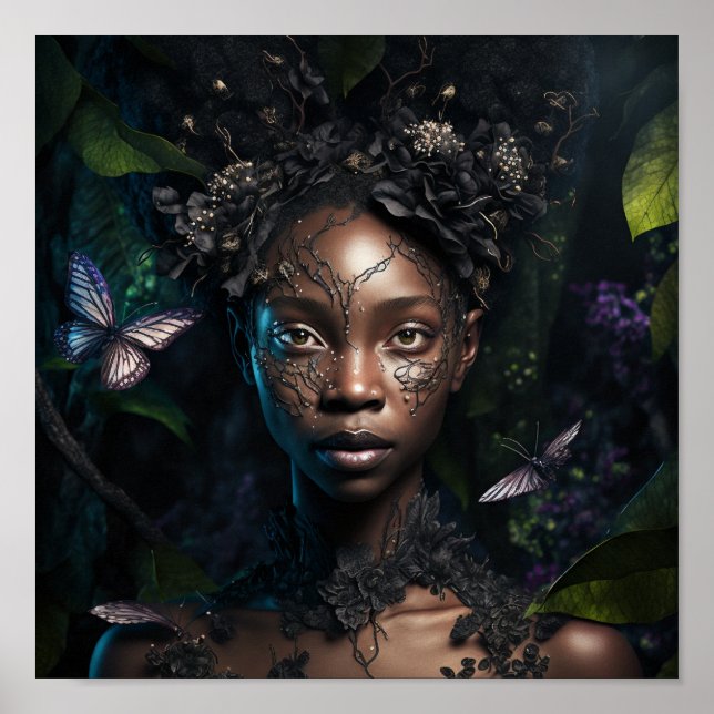 'Black Pixie Girl' Art Poster (Front)
