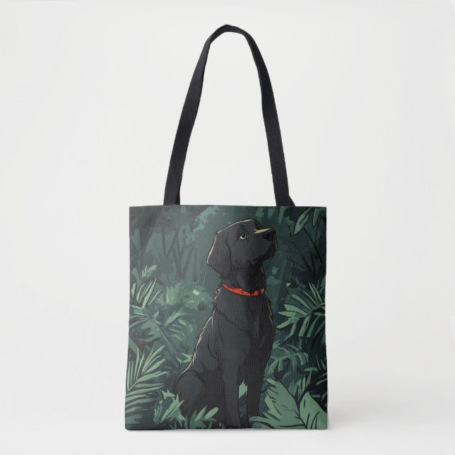 Black Placoted Retriever Tote Bag (Front)