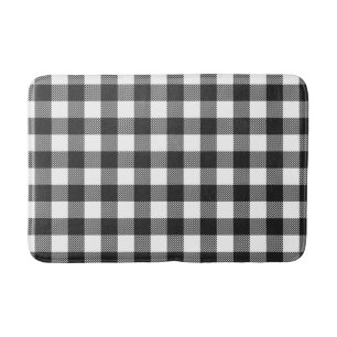 Black Plaid Buffalo Check Pattern Bath Mat