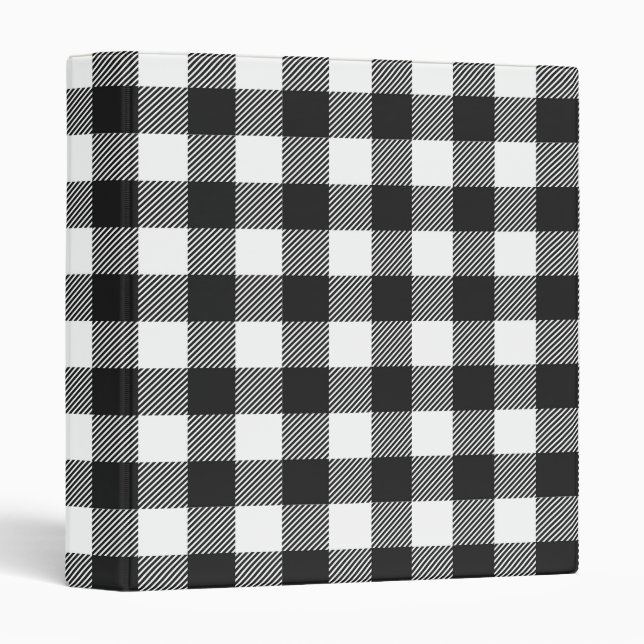 Black Plaid Buffalo Check Pattern Binder (Front/Spine)