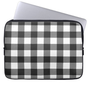 Black Plaid Buffalo Check Pattern Laptop Sleeve
