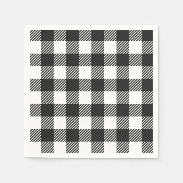 Black Plaid Buffalo Check Pattern Napkin (Front)