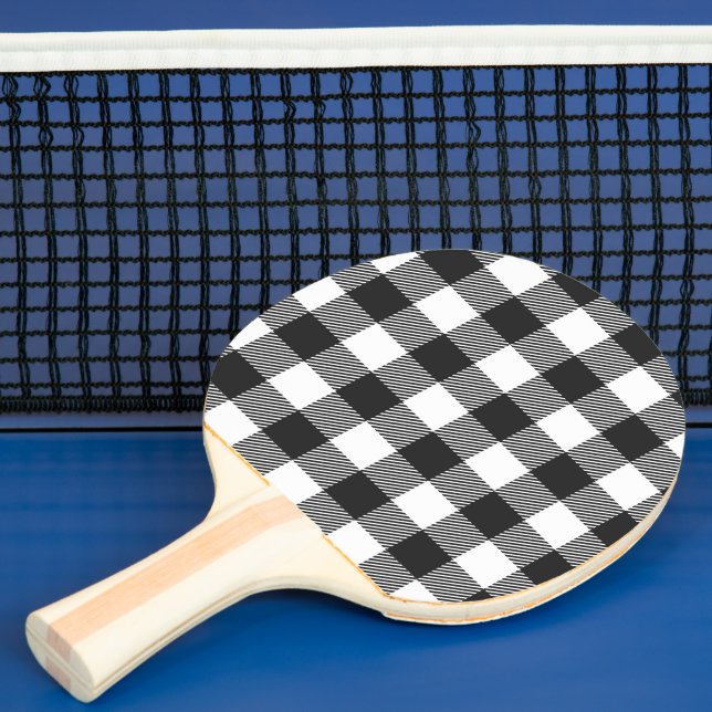 Black Plaid Buffalo Check Pattern Ping Pong Paddle (Insitu)