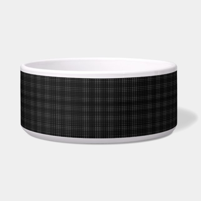 Black Plaid Ceramic Pet Bowl (Front)