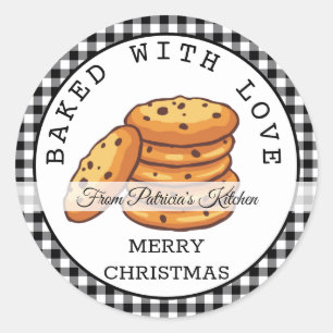 Black Plaid Christmas Cookies  Baked With Love  Classic Round Sticker