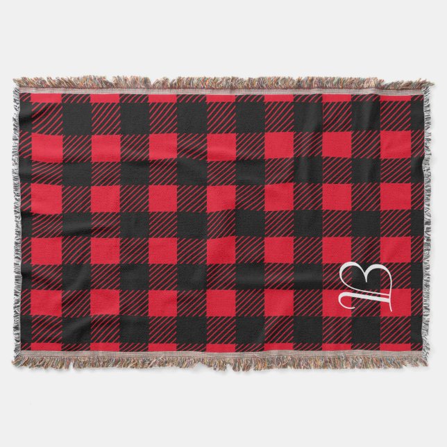 Black Plaid Custom Throw Blanket (Front)