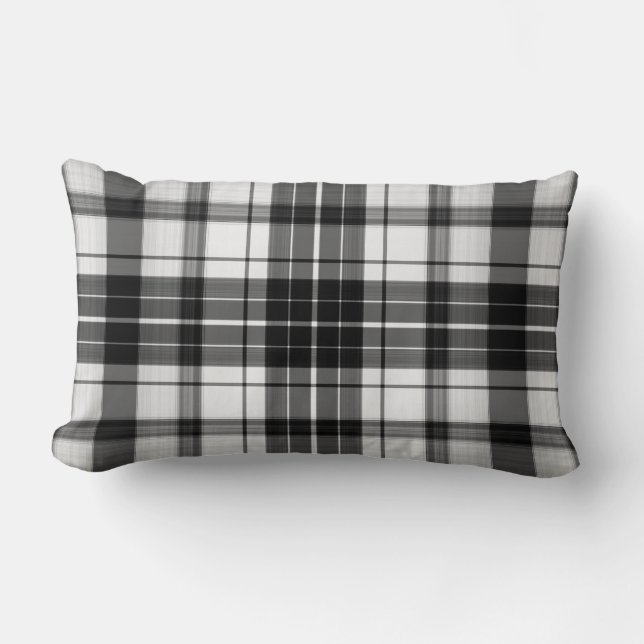 Black Plaid Lumbar Pillow (Front)