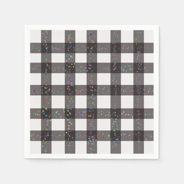 Black Plaid Pattern Napkin (Front)