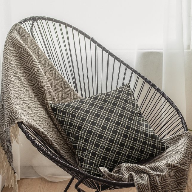 Black Plaid/Polka Dots Decorative Throw Pillow (Creator Uploaded)