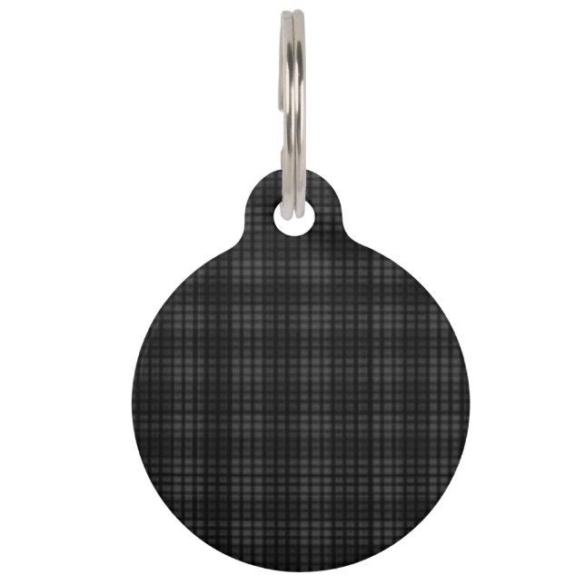 Black Plaid Round Pet Tag (Front)
