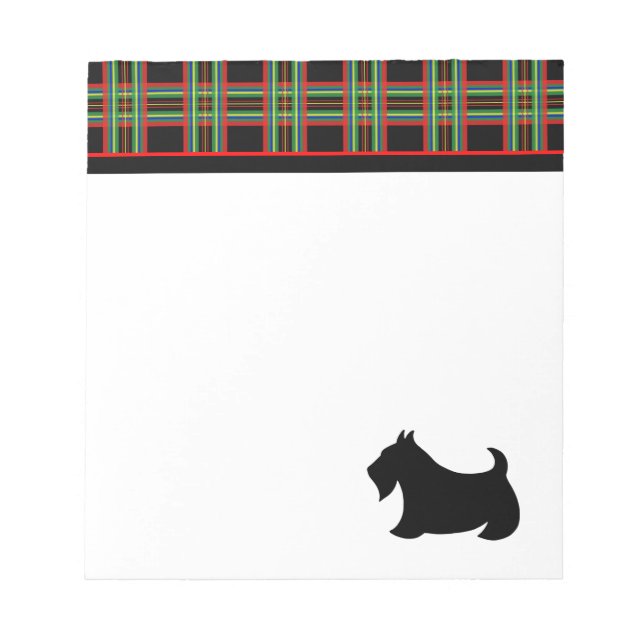 Black Plaid Scottish Terrier Notepad (Front)