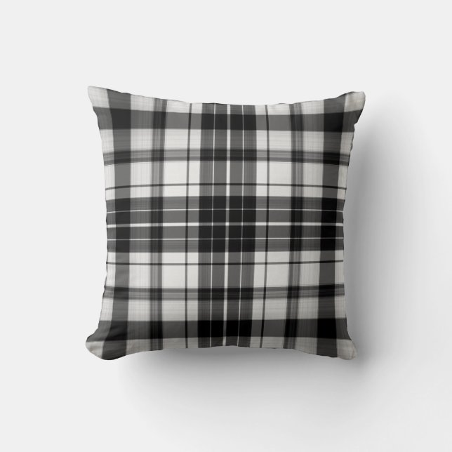 Black Plaid Throw Pillow (Front)