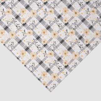 Black Plaid & Yellow Daisy Tissue Paper