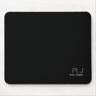 black plain colour with name, simple & basic mouse pad