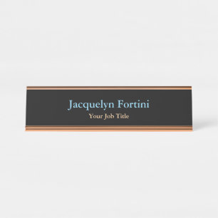 Black Plain Elegant Modern Minimalist Desk Name Plate