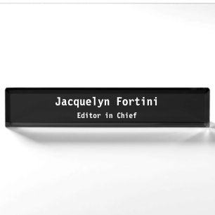 Black Plain Elegant Modern Minimalist Simple Nameplate
