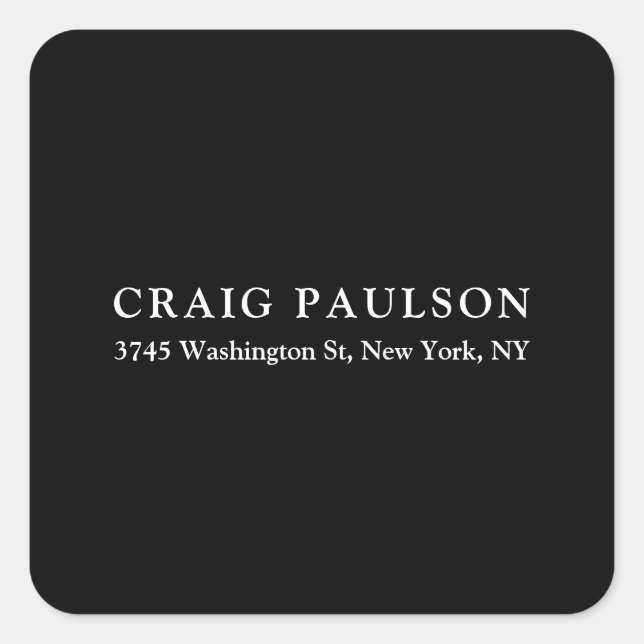 Black Plain Minimalist Elegant Classical Design Square Sticker (Front)